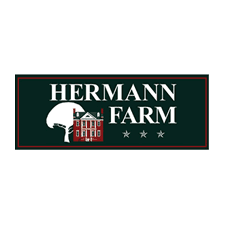 Logo of Hermann Farm featuring a house and tree.