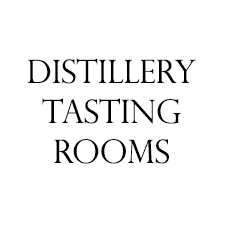 Text graphic displaying "DISTILLERY TASTING ROOMS."
